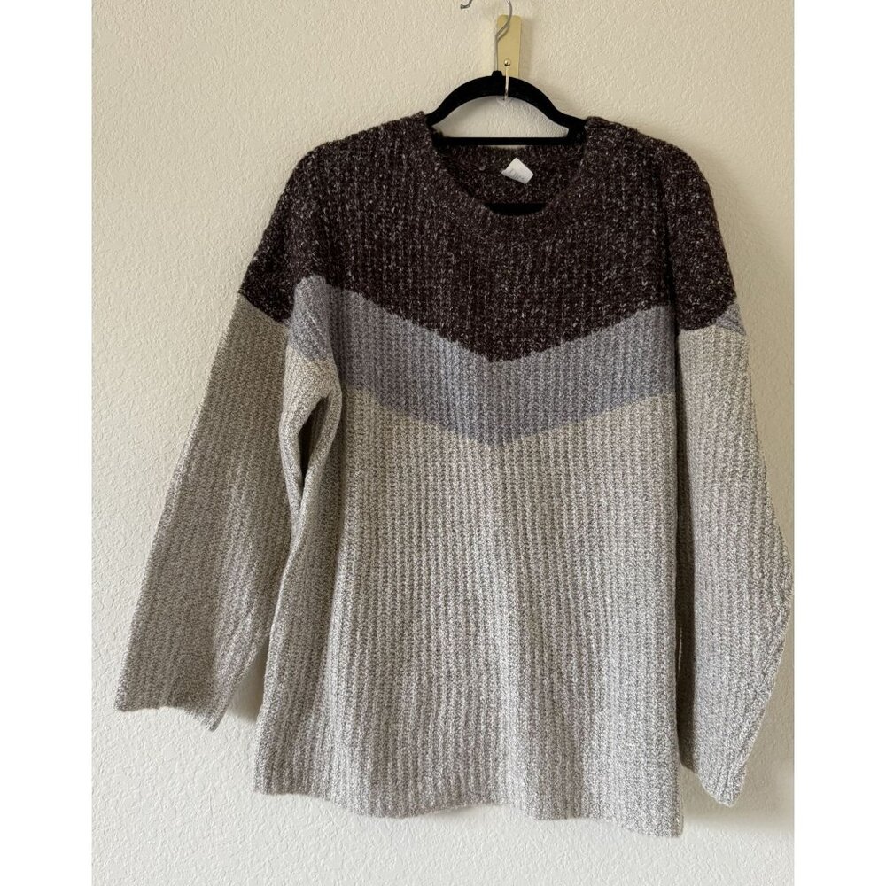 Sew In Love Womens Brown and Oat ColorBlock LongSleeve Sweater‎ Size L Fishermen